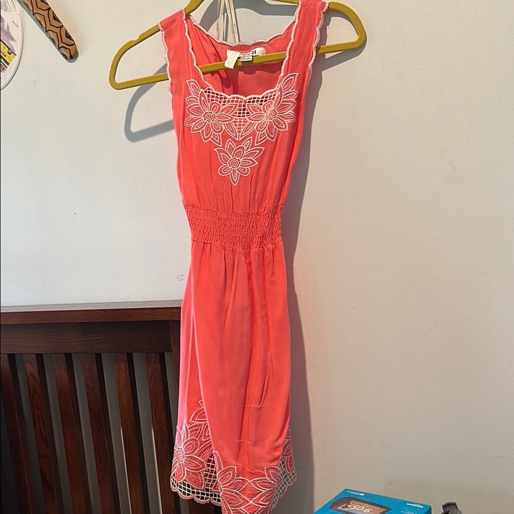 Forever 21 Pink and White Midi Dress